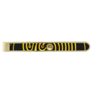 GOLD MEDIEVAL HYPER LABYRINTH WITH GEMSTONES Black Finish Tie Bar