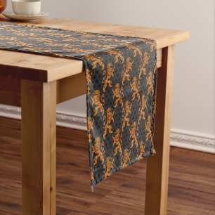 Gold Medieval Lions Fleur de Lis Short Table Runner