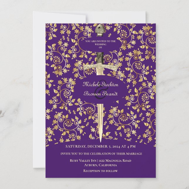 Gold Medieval Wedding Invitation (Front)