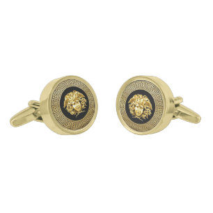 Gold Medusa - Greek Key- French Empire Cufflinks