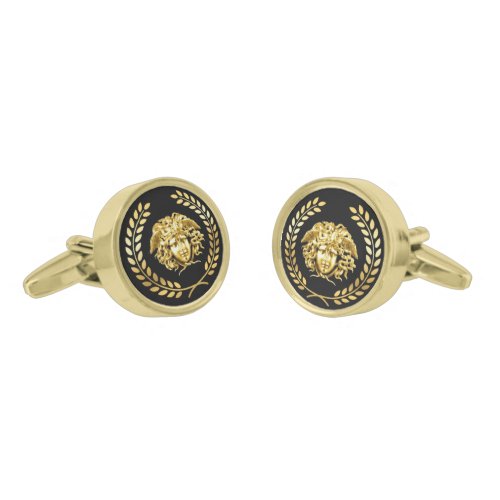 Gold Medusa _ Laurel Wreath French Empire Cufflinks