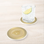 Gold Medusa Medallion Coaster<br><div class="desc">Round sandstone coaster with an image of a gold Medusa medallion on brushed gold. In Greek mythology, Medusa was beheaded by the Greek hero Perseus, who thereafter used her head as a weapon until he gave it to the goddess Athena to place on her shield. In classical antiquity the image...</div>