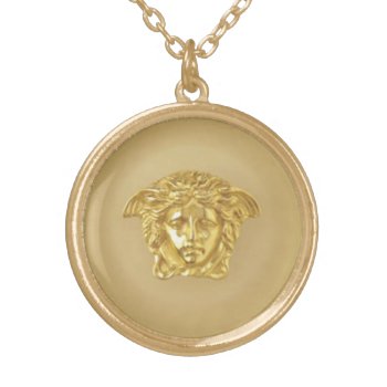 Gold Medusa Medallion Gold Plated Necklace by efhenneke at Zazzle