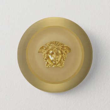Gold Medusa Medallion Pinback Button by efhenneke at Zazzle