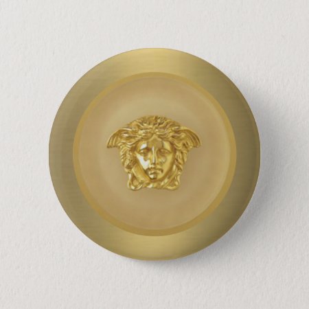 Gold Medusa Medallion Pinback Button