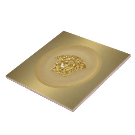 Gold Medusa Medallion Tile