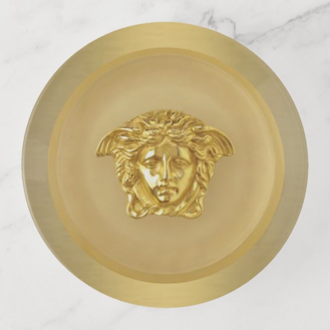 Gold Medusa Medallion Trinket Tray (Front)