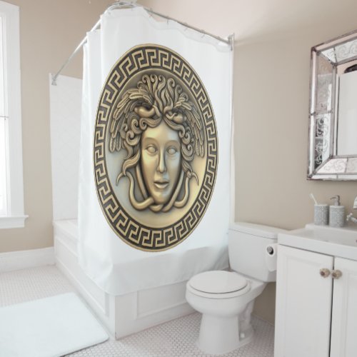 Gold Medusa Shower Curtain