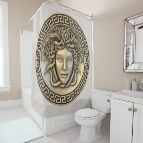 Gold Medusa Shower Curtain