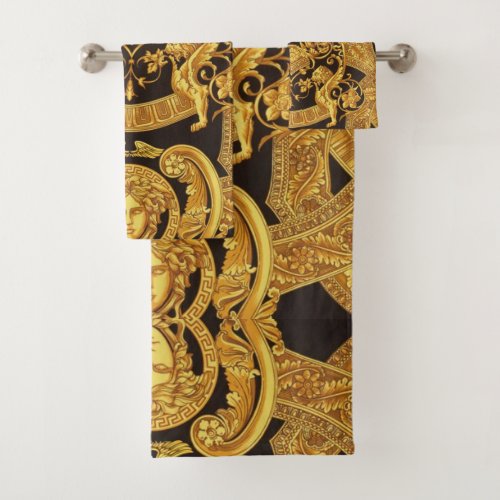 Gold Medusa with Baroque Ornaments Guest Towels