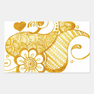 Gold Mehndi henna art Rectangular Sticker