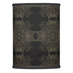 Gold Mehndi Mandala Over Black Lamp Shade