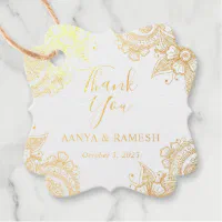 Wedding Favor Stickers Real Gold Foil Wedding Thank you Labels