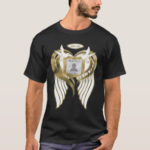 Gold Memorial   Add Photo with Wings, Heart Doves T-Shirt