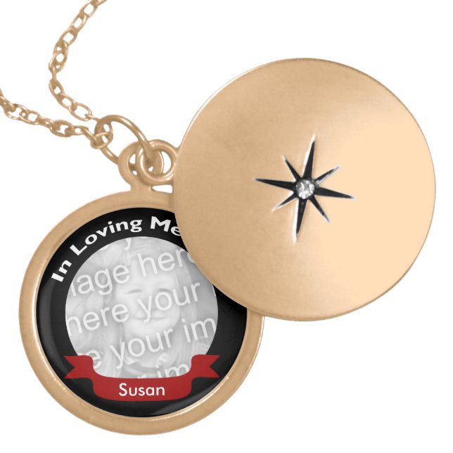 Gold Memorial Photo Necklace (Front)