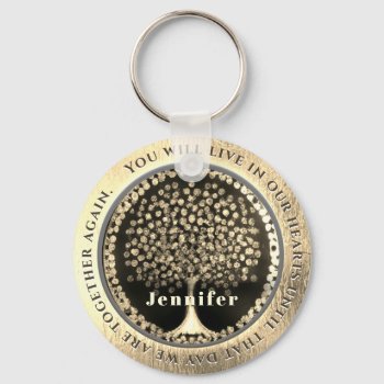 Gold Memorial With Tree Of Life Keychain by MemorialGiftShop at Zazzle