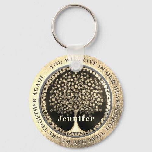 Gold Memorial with Tree of Life Keychain