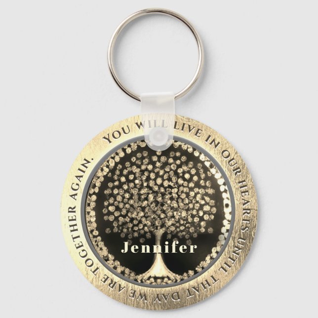Gold Memorial with Tree of Life Keychain (Front)