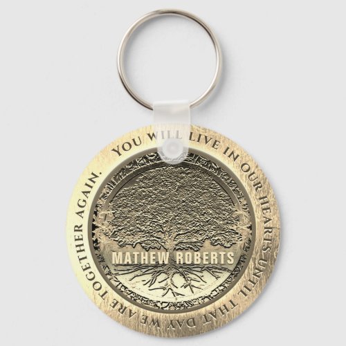 Gold Memorial with Tree of Life Keychain