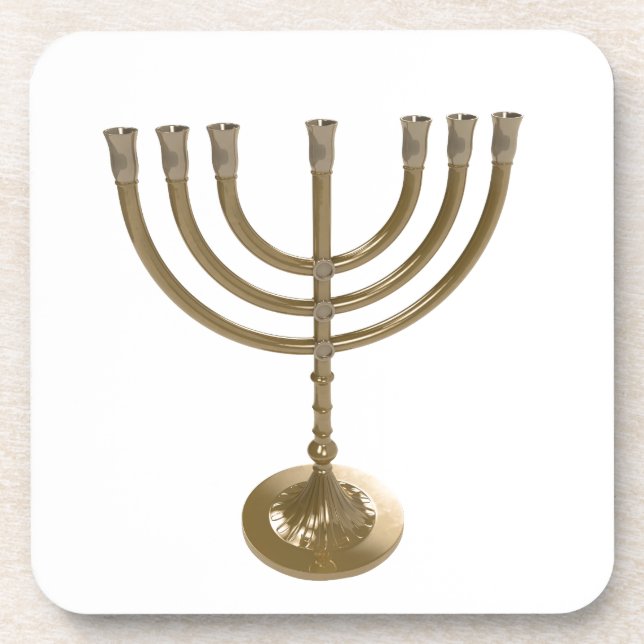 gold menorah beverage coaster (Front)
