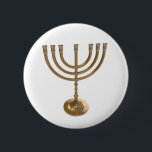 gold menorah button<br><div class="desc">Menora, channukah,  gold metallic,  hannukah,  hebrew,  holidays,  jew,  jewish,  judaism,  menorah, chanukah, hannuka, channuka, christmukah, christmukkah, judaica rabbi</div>