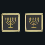 Gold Menorah Gold Cufflinks<br><div class="desc">Gold Menorah</div>