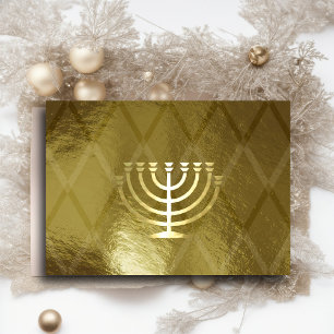 Gold Menorah Hanukkah Card