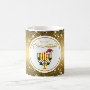 Gold Menorah Merry Chrismukkah Hanukkah Coffee Mug