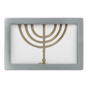 gold menorah rectangular belt buckle