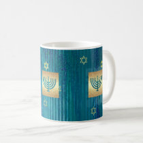 Gold Menorah Star of David Jewish Holidays Gift Coffee Mug