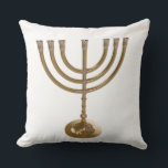 gold menorah throw pillow<br><div class="desc">Menora, channukah,  gold metallic,  hannukah,  hebrew,  holidays,  jew,  jewish,  judaism,  menorah, chanukah, hannuka, channuka, christmukah, christmukkah, judaica rabbi</div>