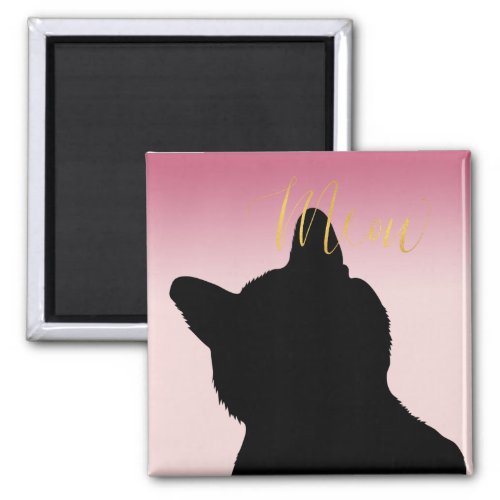 Gold Meow Kitty blush pink ombre Magnet