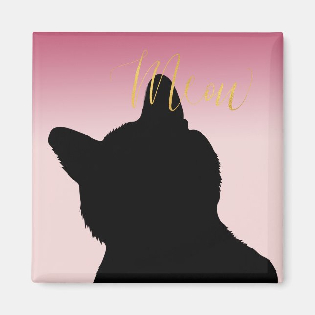 Gold Meow Kitty blush pink ombre Magnet (Front)