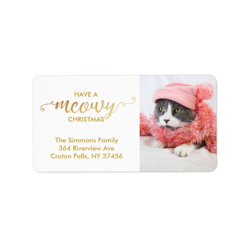 Gold MEOWY Personal Cat Photo Pet Holiday Label