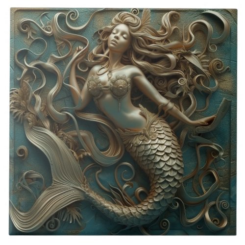 Gold Mermaid Luxury Marine Ceramic Tile