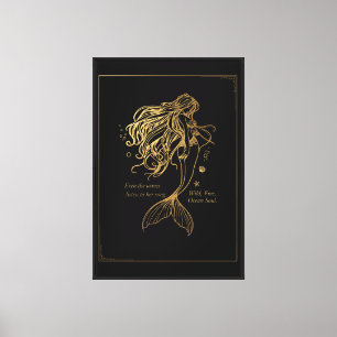 Gold Mermaid "Ocean Soul" Canvas Art