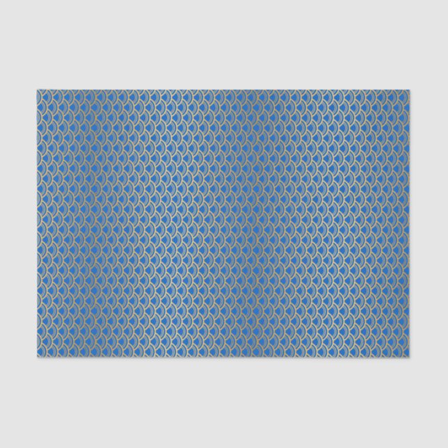 Gold Mermaid Scale On Royal Blue Tissue Paper (Front)