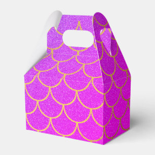 Gold Mermaid Scales Pink Purple Glitter Favor Boxes