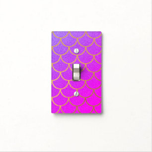 Gold Mermaid Scales Pink Purple Glitter Light Switch Cover