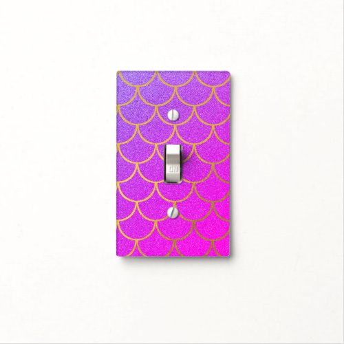 Gold Mermaid Scales Pink Purple Glitter  Light Switch Cover