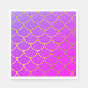 Gold Mermaid Scales Pink Purple Glitter Napkins