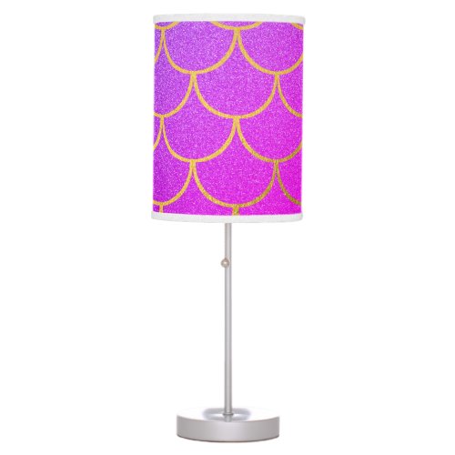 Gold Mermaid Scales Pink Purple Glitter  Table Lamp