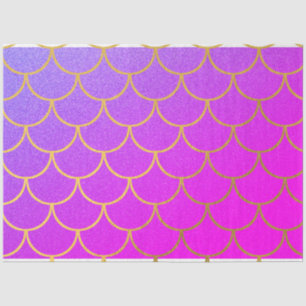 Gold Mermaid Scales Pink Purple Glitter Tissue Paper