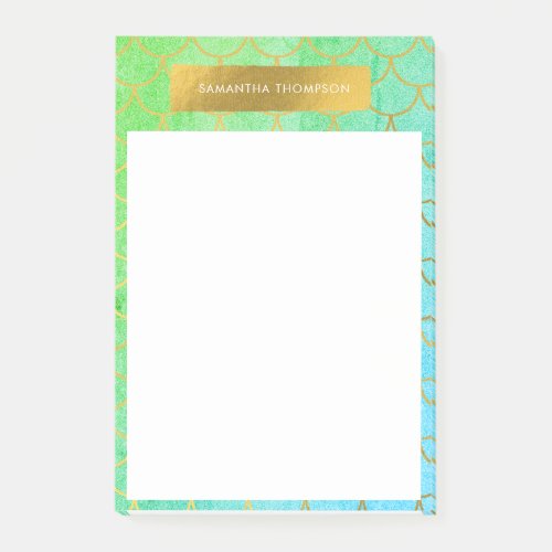 Gold Mermaid Scales Teal Turquoise Glitter   Post_it Notes