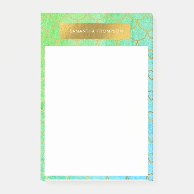 Gold Mermaid Scales Teal Turquoise Glitter   Post-it Notes (Front)