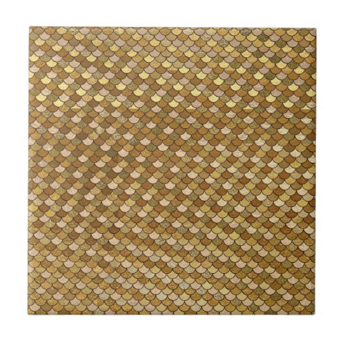 Gold Mermaid Tail Texture Pattern Glitter Modern Ceramic Tile