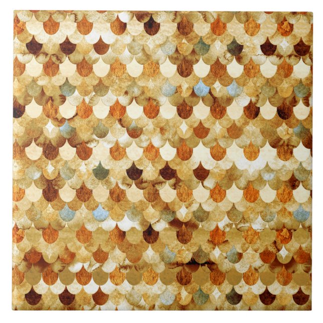 Gold Mermaidscales Mermaid Fishscales Scales Tile (Front)