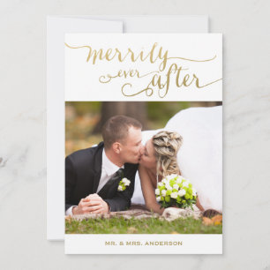 Gold Merrily Ever After Holiday Photo Card