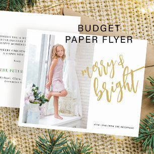 Gold Merry and Bright Christmas photo holiday card Flyer