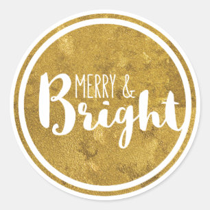 Gold, Merry and Bright Holiday Sticker
